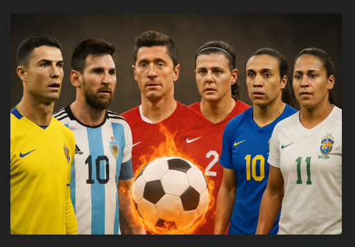 🔥 Três maiores artilheiros do futebol masculino e feminino disparam seus números em direção a novos recordes